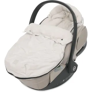 jollein Fußsack Embossed – Sand – Für Babyschale Kinderautositz Gruppe 0+ und Kinderwagen – Für 3-Punkt- und 5-Punkt-Gurt – Geprägtes Design und Fleecefutter