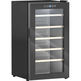 HOMCOM Weinkühlschrank 41 Flaschen 91L 5-20°C Kompressor Getränkekühlschrank mit Glastür, LED-Licht Flaschenkühlschrank mit Touch-Screen, Kleiner Weinschrank Schwarz   Aosom