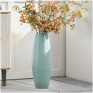 Blaue Hohe Glänzende Keramikvase, Moderne Wohndekoration, Große Vase, Hohe Bodenvase, Passend Für Frische Blumen, Getrocknete Blumen, Wohnzimmerdekoration (S : 23.6in)