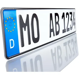 KFZ-Kennzeichen für Ihr Auto | 520x110 mm | Amtliches Euro-Kennzeichen | Nummernschild mit individueller Prägung | Made in Germany | 1 Stück