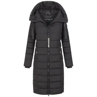 Navahoo Winterjacke (XS-3XL) - Wind- & Wasserabweisend, große Kapuze, seitliche Gehschlitze, Steppmantel, Warme Jacke Frauen - N036 (S, Schwarz) - S