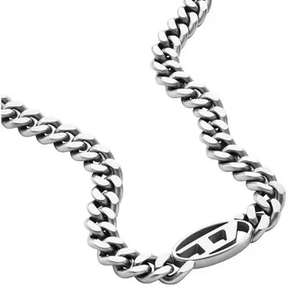Diesel Kette The Link mit Logo Tag Silber Edelstahl