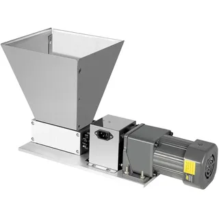 HOARLICN Haferquetsche, 220V 60W Flockenquetsche 4L Getreidequetsche 75rpm Elektrische Getreidemühle Verstellbare Schrotmühle mit 4 Stück Trichter für Weizen, Reis, Mais