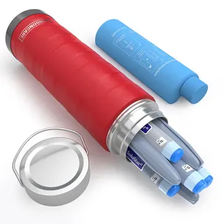 DISONCARE 74H 7 Insulin Pen Kühltasche 2-8 Grad Medikamente Kühltasche für Reisen TSA kleine Kühlbox Diabetiker Tasche für unterwegs mit 2 Kühlakkus | QR Medizinische Aufkleber(Rot)
