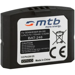 mtb more energy Akku für Sennheiser Kopfhörer BA 300 BA-300 BA300 Kamera-Akku kompatibel mit Akku-Typ Sennheiser BA-300 150 mAh (3,7 V)