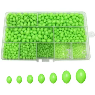 kmobruzy 900 Stück Perlen, leuchtend, ovale Form, schwimmend, 7 x 1 0/6 x 1 0/6 x 8 8 7/4 x 5/3 x 4 mm, Angelzubehör, fluoreszierende Perlen