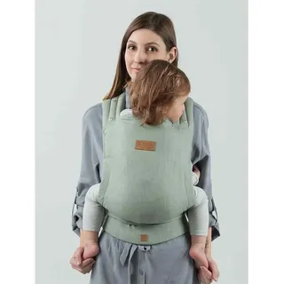Isara Quick Halfbuckle Babytrage für Neugeborene ab Geburt bis Kleinkindalter (50 cm - 98 cm) - Newborn & Kleinkind Carrier (Sage Green Linen)