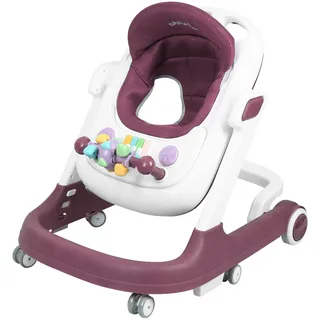 5-in-1 Lauflernhilfe für Babys, mit verstellbaren Höhen, Gehfrei Babywalker ab 6 Monate, bis zu 25 kg mit abnehmbarem Musik-Aktivitätstablett, 60 x 55 x 70 cm – Rosarot