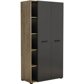 otto home Computerschrank OTTO HOME "Moid", schwarz, B:88,2cm H:174,6cm T:41,5cm, Schränke, Computerschrank, PC-Schrank, mit zwei Türen, mit Tastaturauszug, B 88 cm