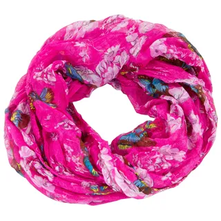Ava Mia Loop Schal Schlauchschal mit Schmetterlinge gemustert 80 x 170 cm, Rosa - 80 x 170 cm