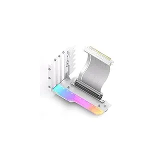 EZDIY-FAB Vertikale GPU-Halterung mit High-Speed PCIE 4.0 Riser-Kabel,ARGB-Modul,115mm/4.52in Flexible Verlängerung, 90-Grad-Stecker,nur Kompatibel zu Voll-geöffneten PCIe-Steckplätzen-Weiß-YIHPI344-3