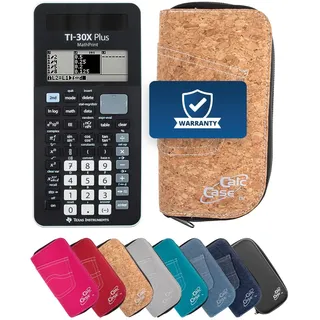 Texas Instruments TI-30X Plus MathPrint Taschenrechner – wissenschaftlicher Schulrechner für Sek I & II, Abitur/IQB zugelassen, mit CalcCase Schutztasche schwarz (Kork)
