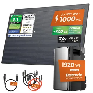 Solarway Balkonkraftwerk 500W bifazial 800W inkl. 1,9 kWh EcoFlow Stream Max