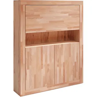 OTTO home Sekretär OTTO HOME "Logo", beige (kernbuchefarben), B:90cm H:115cm T:25cm, Sekretäre, Sekretär, mit viel Stauraum, teilmassiv