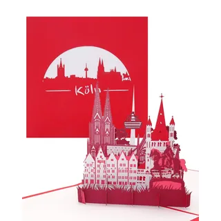Pop-Up Karte Köln – Skyline mit Kölner Dom“ 3D Karte mit Umschlag, Grußkarte, Geburtstagskarte, Einladung und Reisegutschein