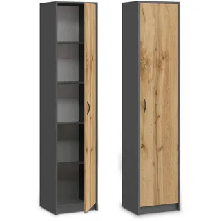 home collective Mehrzweckschrank, Anthrazit, Eiche, Holz 35x180x40 cm, Waschküche, Mehrzweckschränke
