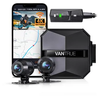 Vantrue F1 Motorrad Dashcam 4K+1080P GPS WLAN HDR IP67 Parkmodus Neu & OVP