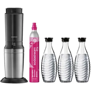Sodastream Crystal 3.0 schwarz + 3 Glaskaraffen + CO2-Zylinder