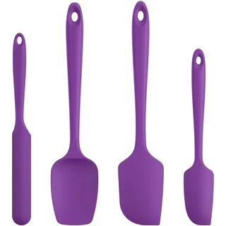 U-Taste Silikon Spatel & Teigschaber 4er Set, 250°C Hitzebeständiger Antihaft-Gummispachtel Kuchenspatel, Nahtloses Einteiliges Design für Kochen Backen Mischen