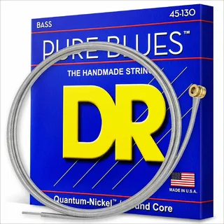 DR Strings Pure Blues (PB5-130) – Saiten E-Bass, 5-Saiter Set, Quantum Nickel, Round Core, Medium/Heavy 45-130 - Handgefertigt in den USA