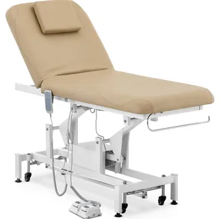 Physa Massageliege 2 Motoren 200 W - 187 x 70 x 68 - 90 cm - 200 kg - weiß/dunkelbeige