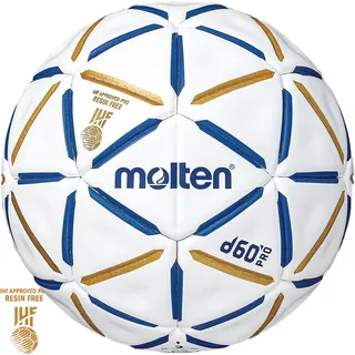 Molten D60 Pro harzfreier Handball für Hallen mit Harzverbot weiß/blau/gold 3