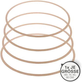 Gymnastikreifen aus Holz, 4er-Set, je 1x ø 60 cm, ø 70 cm, ø 80 cm, ø 90 cm
