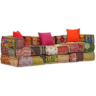 vidaXL 3-Sitzer Modularer Pouf Patchwork Stoff