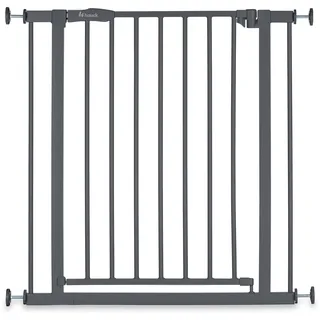 hauck Türschutzgitter Open N Stop 2, Dunkelgrau – Schutzgitter Treppe und Tür 75–80 cm – Kindersicheres Absperrgitter ohne Bohren – Manuelle 1 Hand Öffnung – nur für Innen