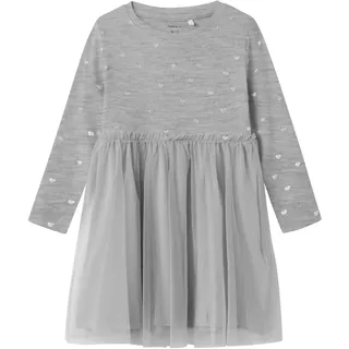 NAME IT Mädchen Nmfnadja Ls Dress Noos, Grey Melange, 86