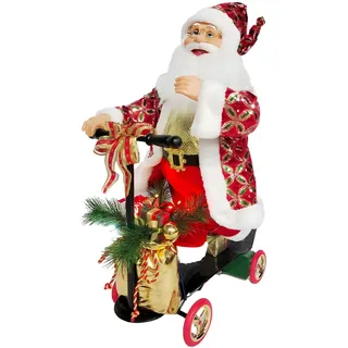 Wintem Weihnachtsmann mit Scooter in Bewegung - Ideal, um Ihr Zuhause während der Weihnachtsfeiern gemütlich zu Machen mit Hellen LED-Leuchten und handwerklichem Design - 70 x 25 x 45 cm