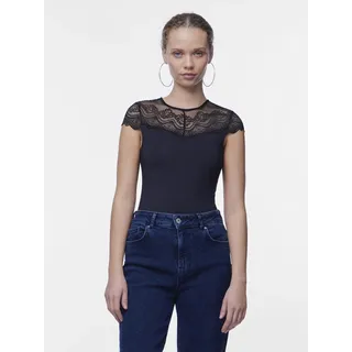Pieces Body "PCSINNA SS BODYSTOCKING NOOS", Damen, Gr. XS (34), N-Gr, schwarz, Single Jersey, Obermaterial: 92% Polyamid, 8% Elasthan, unifarben, Rundhals, Bodys Body