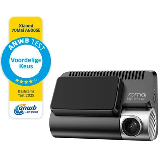 70mai A800SE Dashcam Auto Vorne Hinten 4K HDR 2160P+1080P mit 128GB SD Dual Autokamera 3" IPS, F1.55 Blende Nachtsicht, 210Sek.Puffer Notfall-Voraufzeichnung, Parküberwachung,