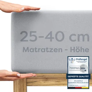 Wolkenfeld Spannbettlaken Jersey 180 x 200 - 200 x 220 cm grau