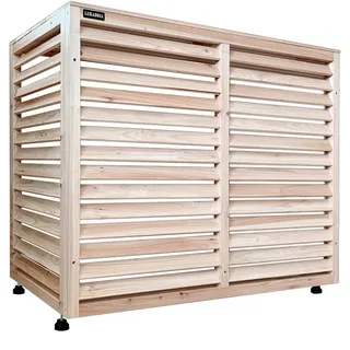 Wärmepumpe Verkleidung Klima Sichtschutz Abdeckung aus Holz naturbelassen für Außengeräte Klimaanlage 100 cm x 83 cm x 53 cm