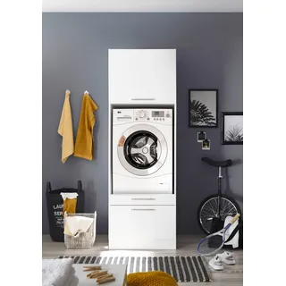 Respekta Clara Waschmaschinenumbauschrank 67,4 x 67,6 x 200 cm Weiß Holz