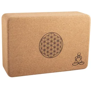 Berk Yogablock aus Kork, klein mit Blume des Lebens und Mandala