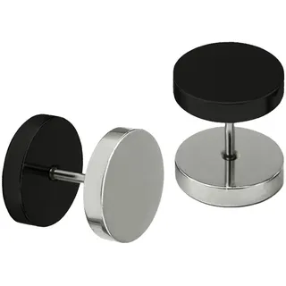 Soul-Cats Zwei Fakeplugs in schwarz Silber 4 5 6 8 10 12 14 16 mm Fake Plug Ohrringe Edelstahl Herren