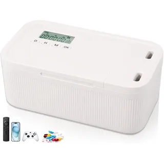 Harupink Safe Timed Lock Box,Handy Gefängnis mit zeitschloss,Zeitverriegelungsbehälter mit 2 Arbeitsmodus,23.9x13.1x 9.6 cm Handy Safe Robust Tragbar Timer für Sichert Wertsache (Weiß)