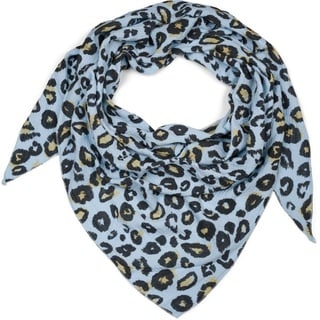 styleBREAKER Dreieckstuch, (1-St), Musselin Dreiecktuch Leoparden Print blau