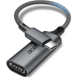 Acer USB C auf HDMI Adapter 4K@60Hz, Thunderbolt 3/4 kompatibel, Aluminium+Nylon, Typ-C zu HDMI Adapter für iPhone 15 16 17 Serie, MacBook iPad Pro Air, iMac, S26, Surface Pro, Dell usw.