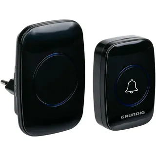 Grundig Drahtlose Türklingel Set - Funkklingel mit 300m Reichweite - LED-Anzeige und 60 Töne - Steckdosenempfänger - Inkl. Batterie - Einfache Montage - Schwarz