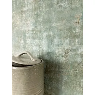 Newroom Tapete Grün Vlies Betonoptik - Industrial Putzstruktur Metallic Glanz für Wohnzimmer Schlafzimmer