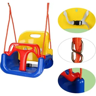 Kinderschaukel 3 in 1 Babyschaukel Gartenschaukel 42x33x38cm Höhenverstellbar Indoor/Outdoor mit Rückenlehne und Sicherheitsgurt - Jopassy