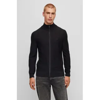Strickjacke BOSS ORANGE "Avac", Herren, Gr. XXL, schwarz, Strick, Obermaterial: 60% Schurwolle, 40% Polyacryl, bestickt, unifarben, regular fit hüftlang, Bündchen, Strickjacken Strickjacke, mit Logostickerei auf der Brust