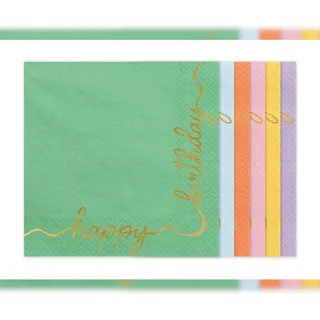 Partydeco Servietten Happy Birthday 12Stk./33x33cm / Bunt