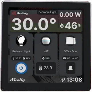 Shelly Wall Display + BLU H&T Black · Android · WLAN · BT Schwarz