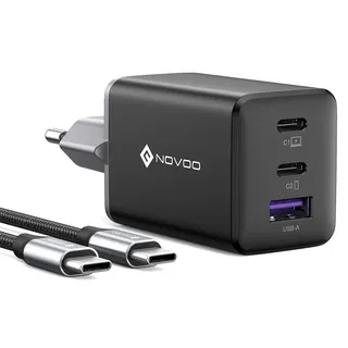 NOVOO 67W USB C Ladegerät GaN III USB C Netzteil 3-Port mit Schnellladeleistung Kompaktes Reisen kompatibel MacBook Pro/Air,iPad Pro,Pixel,ThinkPad,Dell XPS 13,Samsung,iPhone 16,Galaxy S24,Steam Deck