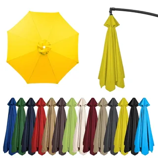 HonunGron Sonnenschirm Ersatzbezug 2M/2.7M/3M 6 Rippen/8 Rippen,UV 50+ Garten Umbrella Cloth Cover Sonnenschirm Ersatz Stoff Für Patio Terrasse Hof Strand Pool Markt Tisc (3m-8 Rippen,Gelb)