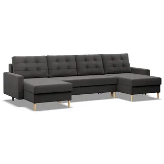 mebligo Grosses U-Ecksofa, mit Schlaffunktion BLANK, Wendekissen, Schlaffläche 270x140cm, Hellgrau - Grau,